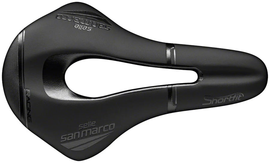 Montura Sillin Selle San Marco Shortfit Open-Fit Racing - rieles de manganesio, Ancho 134 mm.