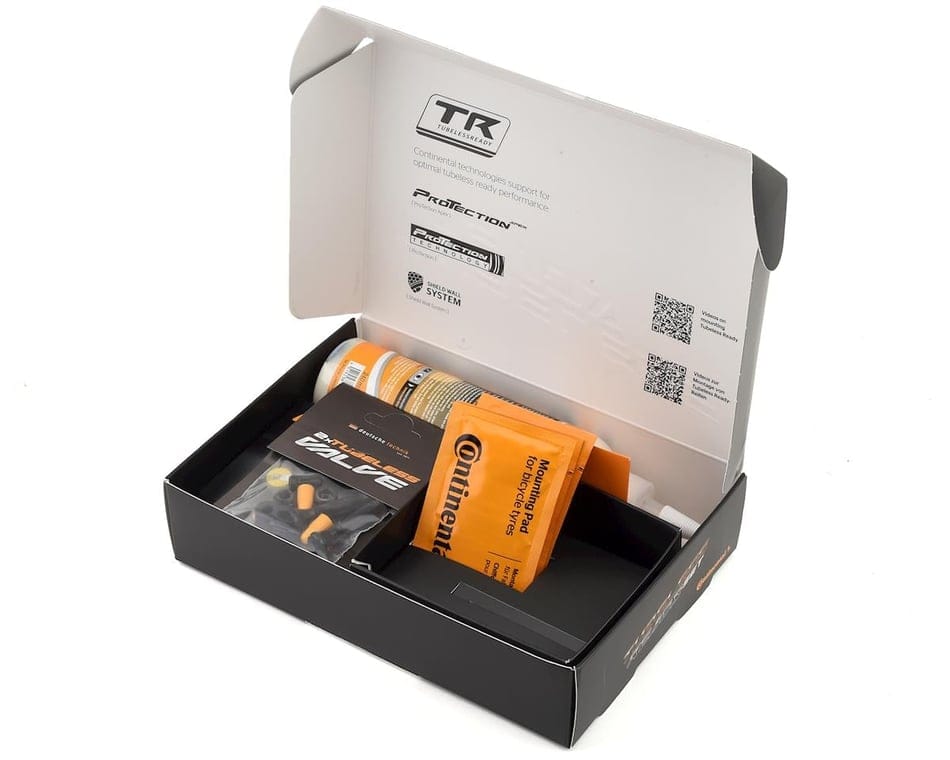 Kit para hacer ruedas Tubeless Continental (cinta, liquido, válvulas espatulas) para 2 ruedas