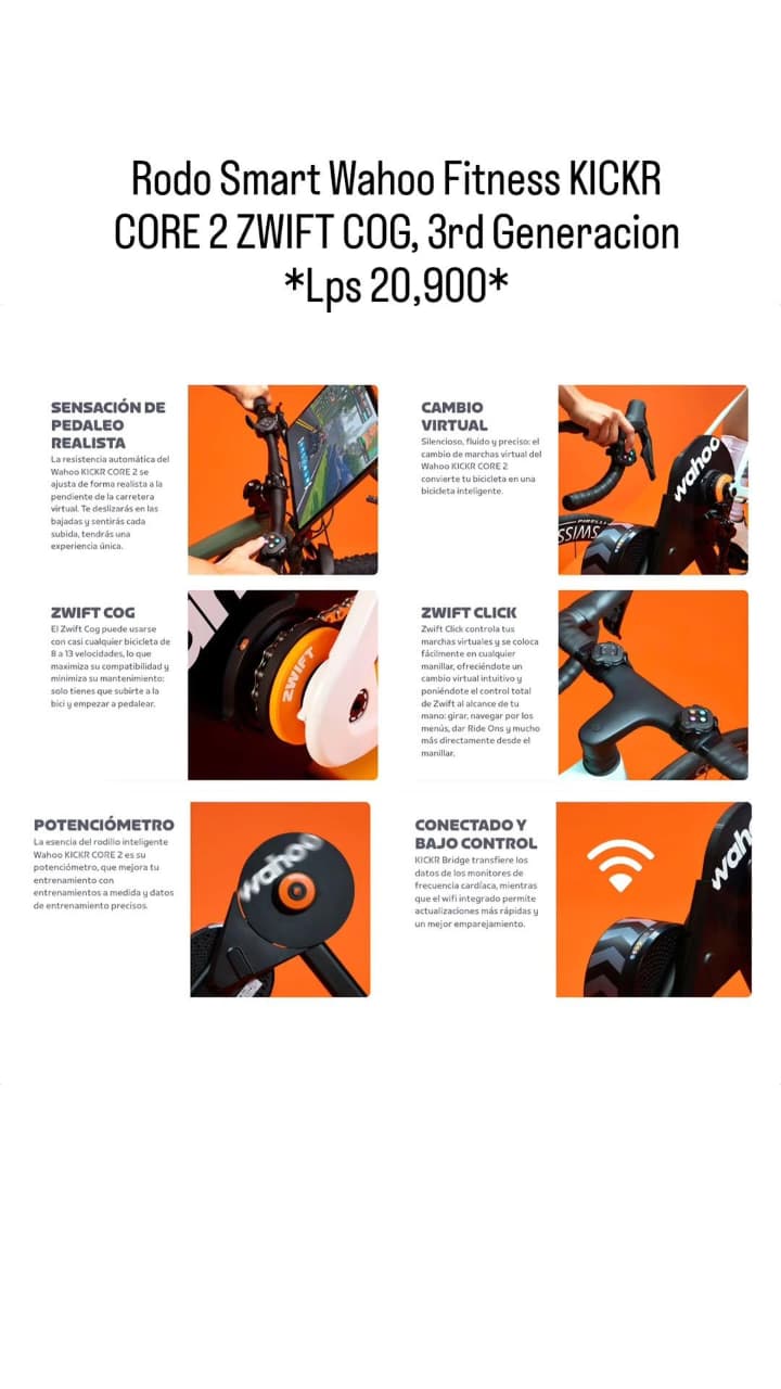 Rodo Smart Wahoo Fitness KICKR CORE 2 ZWIFT COG, 3rd Generacion