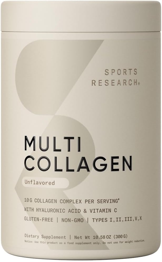 Sports Research® Polvo de proteína de colágeno múltiple + vitamina C