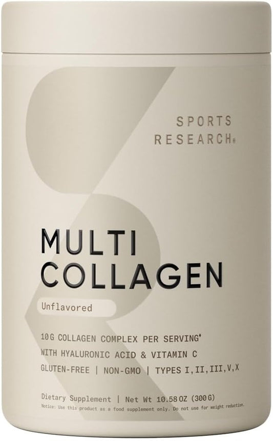 Sports Research® Polvo de proteína de colágeno múltiple + vitamina C