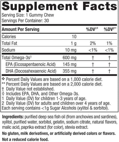 Nordic Naturals Zero Sugar - Gomitas masticables de DHA para niños