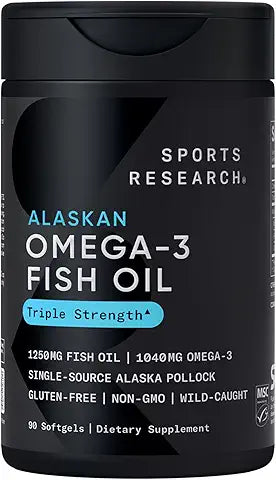 Sports Research - Aceite de pescado omega-3  (90 cápsulas blandas)