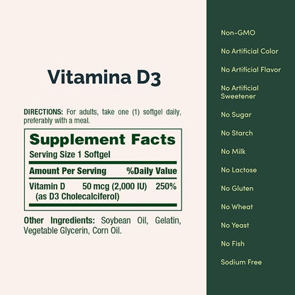 Nature's Bounty Vitamina D3 - 350 cápsulas blandas