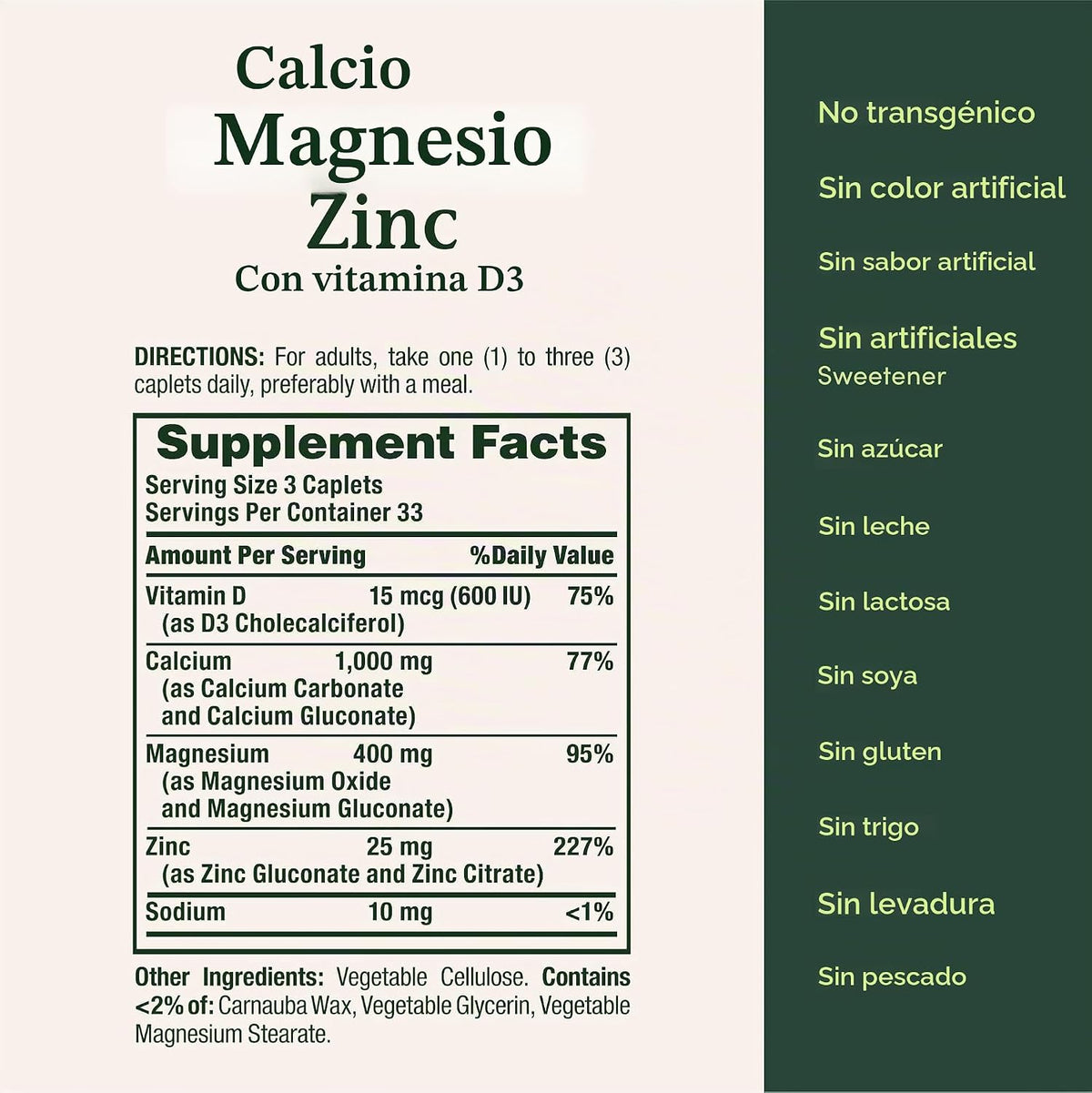 Nature's Bounty Comprimidos de calcio, magnesio y zinc