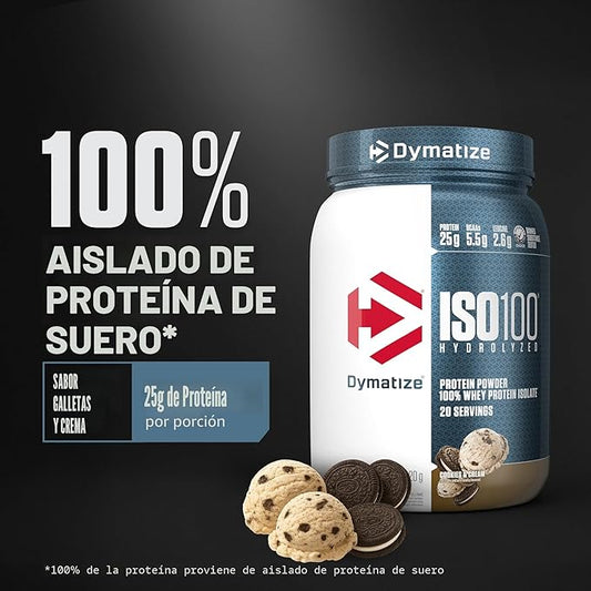 Dymatize ISO100 Proteína hidrolizada en polvo - Galletas y Crema