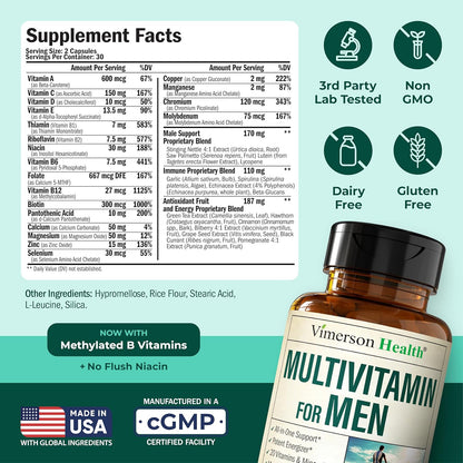 Suplemento multivitamínico multimineral diario para hombres