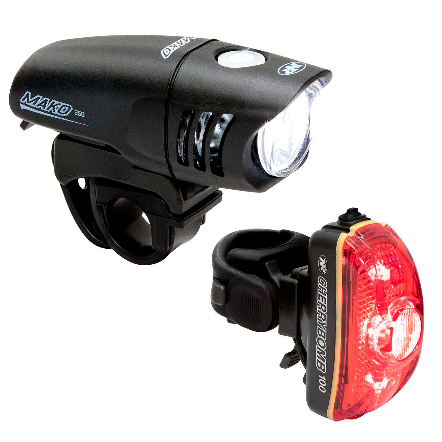 Combo de luces NiteRider, frontal Mako 250, trasera Cherrybomb 100