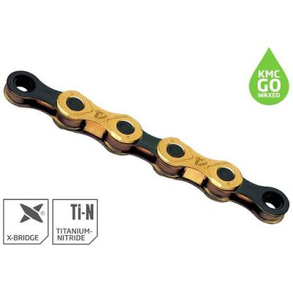 Cadena KMC X12 Waxed  - 12-Speed, 126 Links, Ti Gold/Black