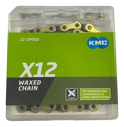 Cadena KMC X12 Waxed  - 12-Speed, 126 Links, Ti Gold/Black