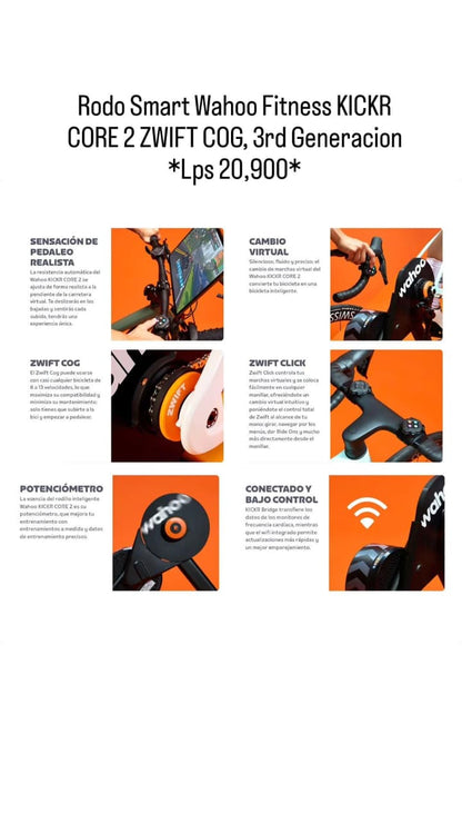Rodo Smart Wahoo Fitness KICKR CORE 2 ZWIFT COG, 3rd Generacion